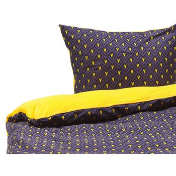 Conjunto De Fundas Y Almohada Algodón Azul Oscuro Y Amarillo 135 X 200 Cm Dormitorio Moderno Wallingford - Azul