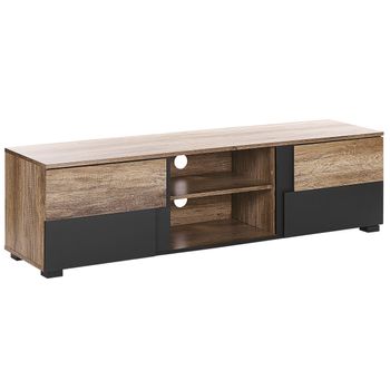 Soporte Para Tv Madera Clara Y Tablero De Partículas Negro Para Estantes De Tv De 68'' Puertas Orificios Para La Gestión De Cables Sterling - Madera Clara