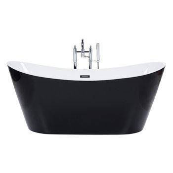 Bañera Independiente De Acrílico Blanco Negro Con Rebosadero 150 Cm Moderno Antigua - Negro