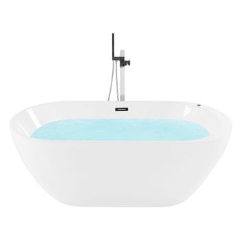 Bañera Independiente De Hidromasaje Blanco 170 Cm Moderno Jets De Masaje Spa Nevis - Blanco