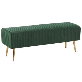 Banco De Terciopelo Verde Esmeralda Dorado 118 Cm Patas Metal Glamour Paterson - Verde