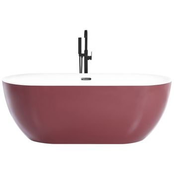 Bañera Independiente De Acrílico Sanitario Rojo Brillante Individual 170 X 80 Cm Ovalada Estilo Moderno Carrera - Rojo