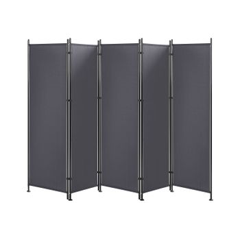 Separador De Habitaciones Poliéster Gris Acero Negro 5 Paneles Divisor Decorativo Narni - Gris