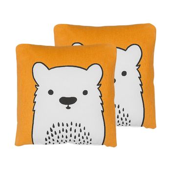 Conjunto De 2 Cojines Para Niños Almohadas Oso De Tela Naranja Con Relleno Infantil Suave Waranasi - Naranja