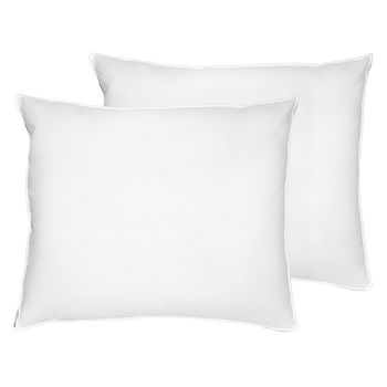 Conjunto De 2 Almohadas De Algodón Blanco Plumón Plumas De Pato 50 X 60 Cm Medio Suave Descanso Vihren - Blanco