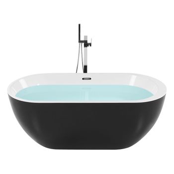 Bañera Independiente De Acrílico Negro Plateado 170 Cm Moderno Nevis - Negro