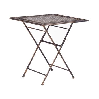 Mesa De Balcón Hierro Negro Metal Envejecido Plegable 70 X 70 Cm Exterior Resistente A Los Rayos Uv Estilo Retro Francés Bormio - Negro