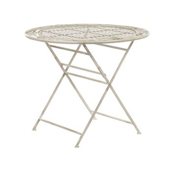 Mesa De Balcón Hierro Blanco Crema Metal Envejecido Plegable Redonda 90 Cm Exterior Resistente A Los Rayos Uv Estilo Retro Francés Bivio - Blanco