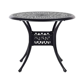 Mesa De Comedor De Jardín Negra De Aluminio Redonda Ø 90 Cm Estilo Vintage Ancona - Negro