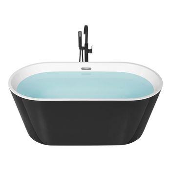 Bañera De Acrílico Negro Plateado Blanco 160 Cm Sanitario Independiente Havana - Negro