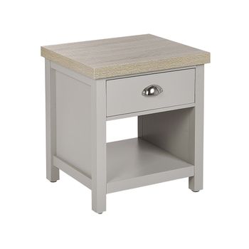 Mesa De Noche Tablero De Partículas Gris Madera Clara Plateado 1 Cajón Clio - Gris