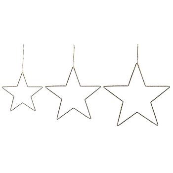 Conjunto De 3 Decoraciones De Pared Led Metal Plateado Forma De Estrella Kunnari - Plateado