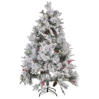 Árbol De Navidad Verde Material Sintético 180 Cm Efecto Nieve Planta Artificial Decoración Hogar Masala - Blanco