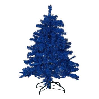 Árbol De Navidad Artificial Azul 120 Cm Base De Metal Decoración Tradicional Festividad Vacaciones De Invierno Farnham - Azul