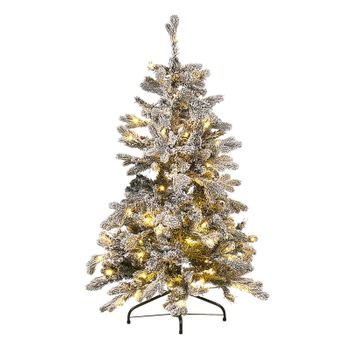 Árbol De Navidad Artificial Blanco Nieve Sintética 120 Cm Ramas Con Bisagras Pre Iluminado Festividad Tatlow - Verde