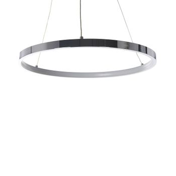 Lámpara De Techo Led De Metal Plateado Aluminio Anillo Ø 40 Cm Glamour Moderno - Plateado