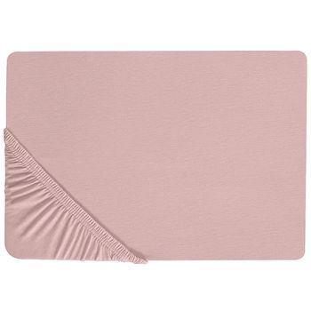 Sábana De Algodón Rosa Estampado Liso Clásico Ribete Elástico 180 X 200 Cm Dormitorio Hofuf - Rosa