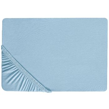 Sábana De Algodón Azul Estampado Liso Clásico Ribete Elástico 160 X 200 Cm Dormitorio Hofuf - Azul