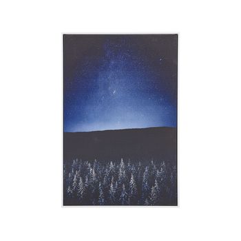 Cuadro Impreso En Lienzo Azul Negro 63 X 93 Cm Motivo Paisaje Nocturno Cielo Bosque Moderno Sala De Estar Dormitorio Loreto - Negro