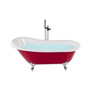 Bañera Independiente De Acrílico Rojo Patas 153 X 77 Cm Retro Vintage Tradicional Cayman - Rojo