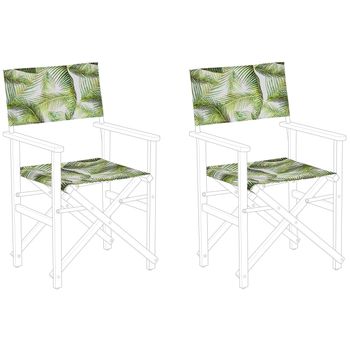 Conjunto De 2 Telas De Poliéster Verde Blanco Para Silla De Jardín Patrón Tropical Palmera Moderno Exterior Cine - Verde