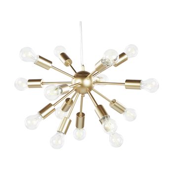 Lámpara De Techo De Metal Dorado 115 Cm 15 Luces Bombillas Iluminación Ambiente Moderno Balagas - Dorado