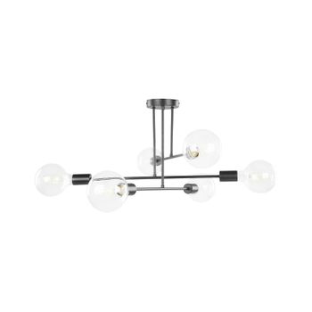 Lámpara De Techo De Metal Hierro Negro Sin Pantallas 33 Cm 6 Luces Moderno Industrial Sala De Estar Dormitorio Kidane - Negro