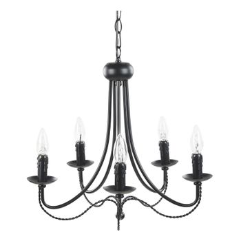 Lámpara De Araña De Metal Negro 117 Cm 5 Luces Acabado Pintado Victoriano Vintage Sala De Estar Comedor Dabus - Negro