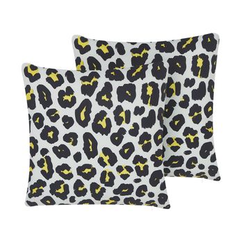 Conjunto De 2 Cojines De Poliéster Blanco Negro Patrón Animal Leopardo 45 X 45 Cm Jardín Patio Exterior Karditsa - Multicolor