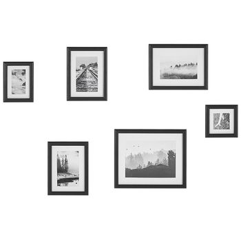 Conjunto De 6 Marcos De Mdf Negro Fotos Imágenes Varios Tamaños Ganchos Galería Moderno Zinare - Negro