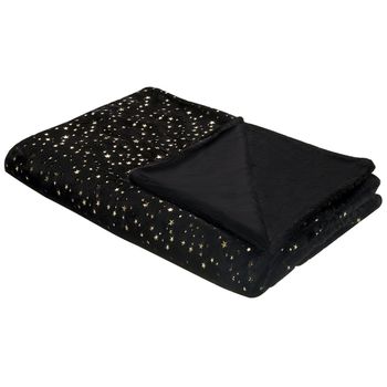 Colcha De Poliéster Negro 150 X 200 Cm Manta Patrón De Estrella Dorada Sala De Estar Dormitorio Alazeya - Dorado