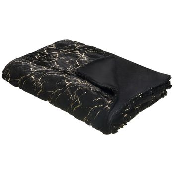 Colcha De Poliéster Negro 130 X 180 Cm Manta Patrón De Mármol Sala De Estar Dormitorio Godavari - Negro