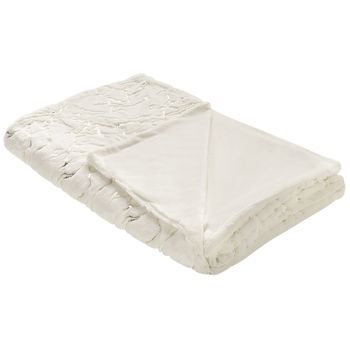 Colcha De Poliéster Crema 130 X 180 Cm Manta Patrón De Mármol Sala De Estar Dormitorio Godavari - Beige