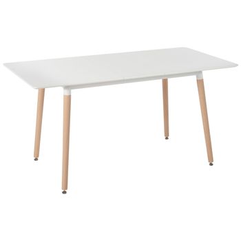 Mesa de comedor de madera de caucho clara/blanco 150 x 90 cm GEORGIA 