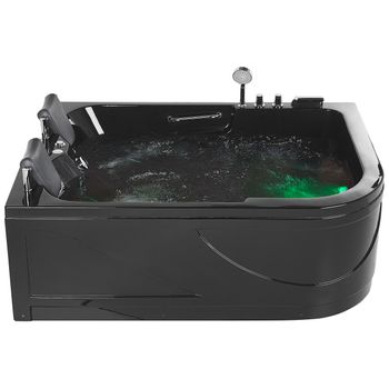 Bañera De Hidromasaje Led De Acrílico Negro 170 X 119 Cm Derecha 2 Personas Curva Doble Hidromasaje Bayamo - Negro