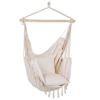 Silla Colgante De Algodón Poliéster Beige Columpio Hamaca Boho Interior Exterior Bonea - Beige