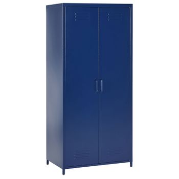 Armario De Metal Azul Marino 76 X 50 Cm 2 Puertas 4 Estantes Almacenaje Varna - Azul