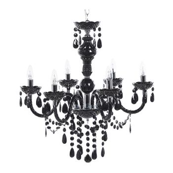Lámpara De Techo De Metal Plástico Negro Cristales 6 Brazos Colgante Araña Glamour Elegante Veneciano Sala De Estar Dormitorio Kalang L - Negro