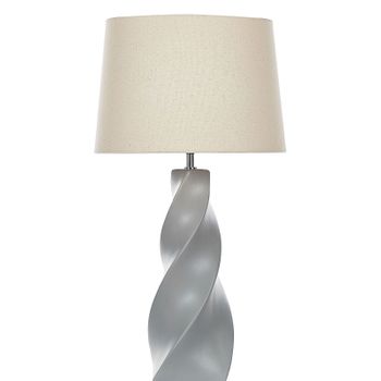 Lámpara De Mesa De Cerámica Gris Pantalla De Tela Blanco 71 Cm Mesa De Noche Clásico Belaya - Gris