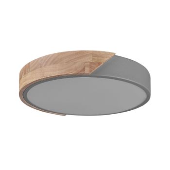 Lámpara De Techo Led De Metal Gris Madera Clara Acrílico Moderno Pattani - Gris