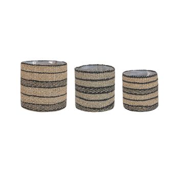 Conjunto De 3 Macetas De Algas Marinas Natural Cestas Para Plantas Interior Rasbora - Natural