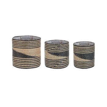 Conjunto De 3 Macetas De Algas Marinas Natural Cestas Para Plantas Interior Boho Rattail - Natural