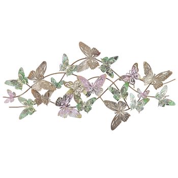 Decoración De Pared De Metal Multicolor 100 X 53 Cm Mariposas Arte Naturaleza Moderno Glamour Boho Gallium - Multicolor