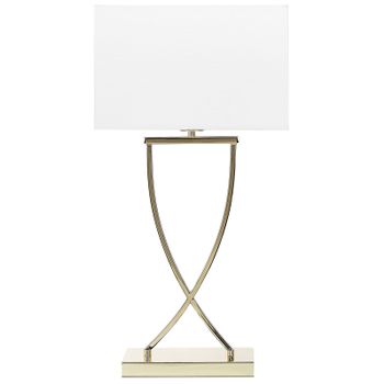 Lámpara De Mesa De Metal Blanco Dorado Poli Algodón 62 Cm Sala De Estar Yasuni - Blanco