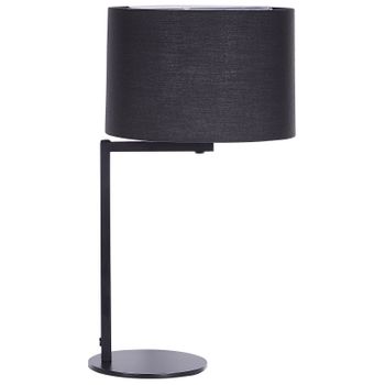 Lámpara De Mesa De Metal Negro Poliéster 49 Cm Pantalla Tambor Baldwin - Negro