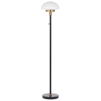 Lámpara De Pie De Metal Negro Dorado Blanco 150 Cm Pantalla Clásico Minija - Negro