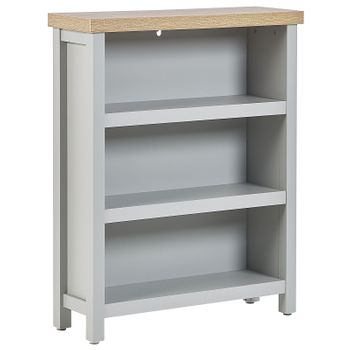 Librería 3 Baldas Tablero De Partículas Gris Claro Madera Clara Estantería Clio - Gris