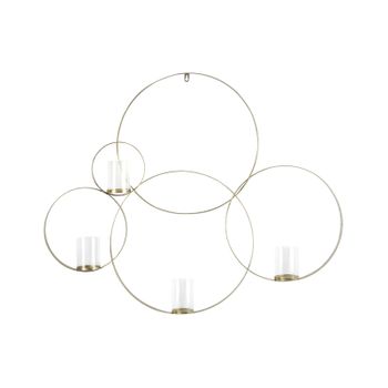 Candelero De Metal Dorado 80 Cm Portavelas Cristal Centro De Mesa Glamour Buru - Dorado