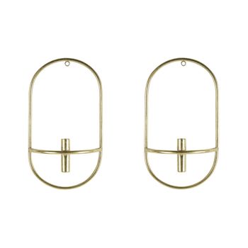 Conjunto De 2 Candeleros De Metal Dorado Portavelas Moderno Minimalista Caviana - Dorado