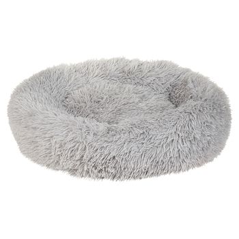 Cama Para Perro De Piel Ecológica Gris Claro 60 Cm Mascota Gato Suave Kulu - Gris